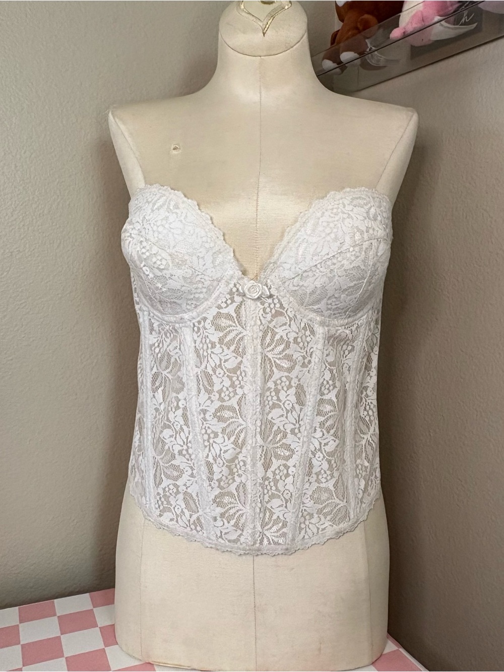 Fredrick’s of Hollywood coquette White Lace Strapless Bustier Corset Top vintage